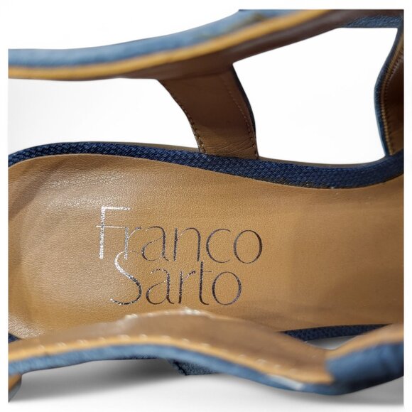 NEW Franco Sarto Harlet Sandals Block Heel Slingback Blue Suede Size 6.5M - Picture 4 of 12